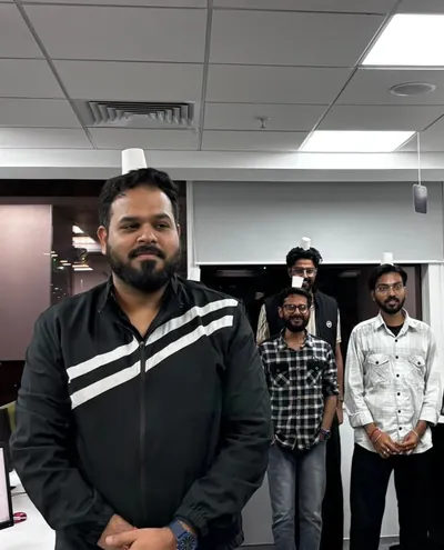 Team members celebrating a milestone together