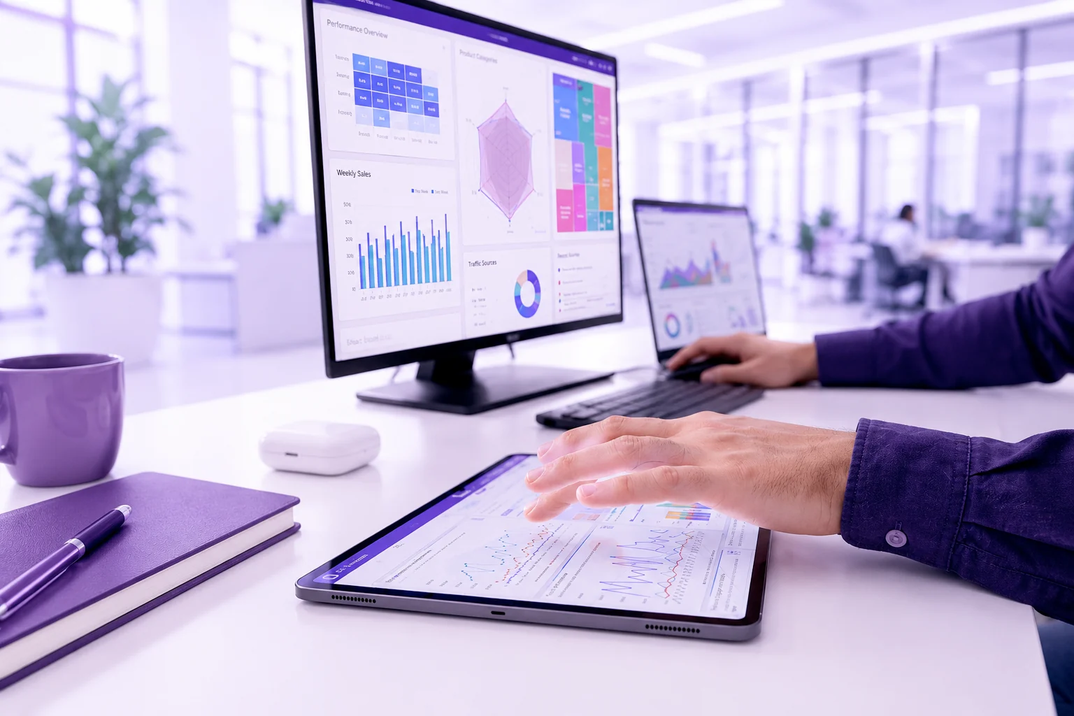 A dispute analyst reviewing a case on screen